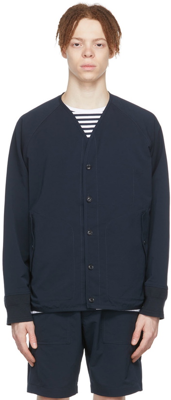 Photo: Nanamica Navy Polyester Cardigan