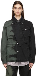 Feng Chen Wang Black & Khaki Tie-Dye Denim Jacket