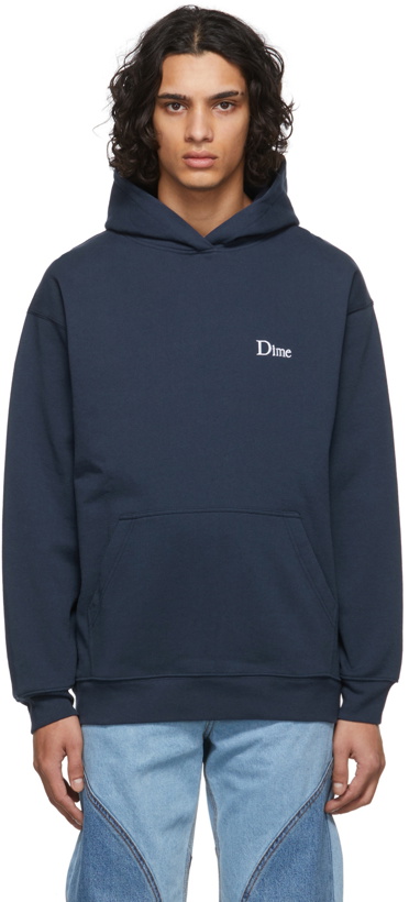 Photo: Dime Navy Classic Small Logo Hoodie