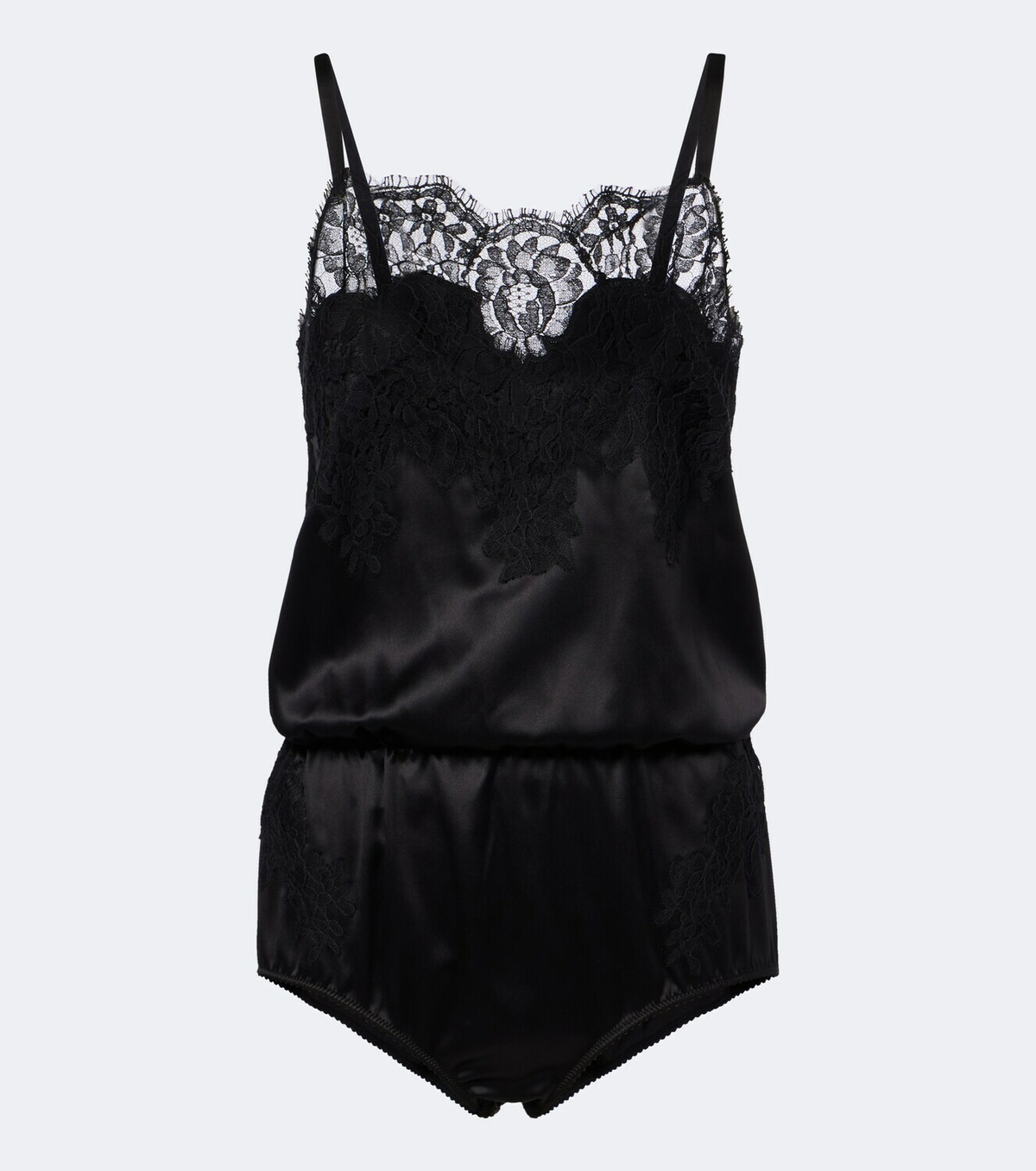 Dolce&Gabbana Lace-trimmed silk and cotton-blend romper