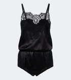 Dolce&Gabbana Lace-trimmed silk and cotton-blend romper