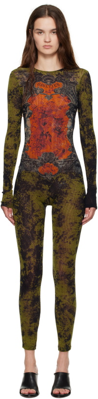 Photo: Jean Paul Gaultier Khaki & Orange 'The Médaillon' Jumpsuit