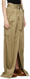 Dries Van Noten Beige Pin-Buckle Maxi Skirt