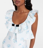 Shushu/Tong Floral ruffled cotton and silk top