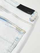 AMIRI - Skinny-Fit Logo-Appliquéd Crystal-Embellished Distressed Jeans - Blue