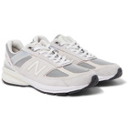 New Balance - M990v5 Rubber-Trimmed Suede and Mesh Sneakers - Gray