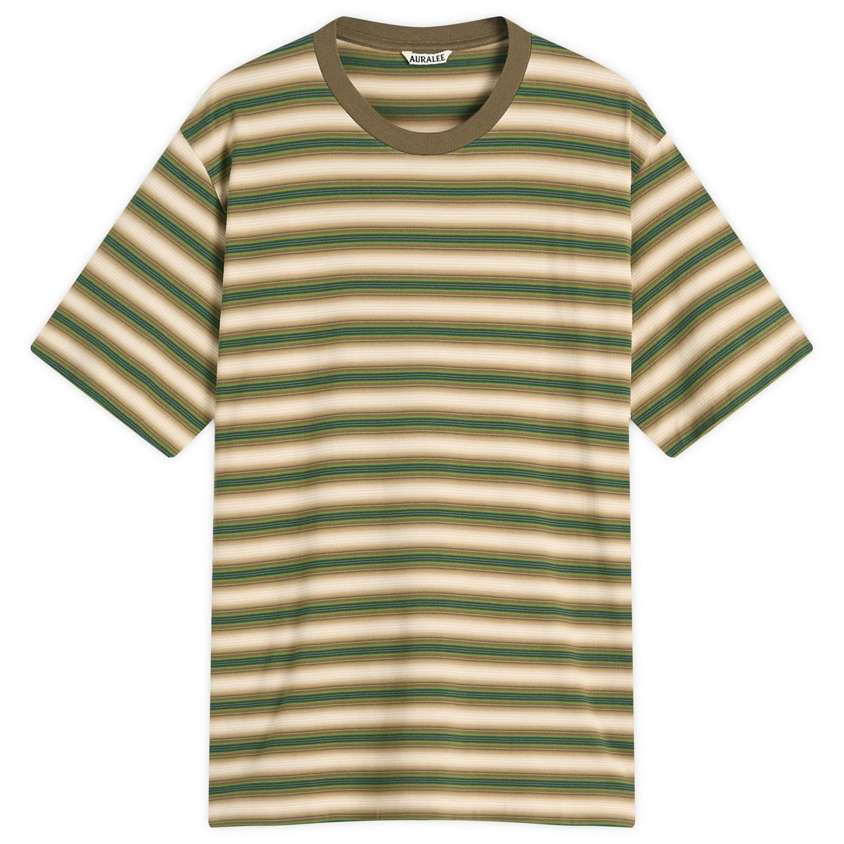 トップス AURALEE Auralee Men's Hard Twist Stripe Long Sleeve in Light Green