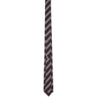 Z Zegna Black and Pink Silk Jacquard Striped Tie