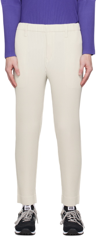 Photo: HOMME PLISSÉ ISSEY MIYAKE White Kersey Pleats Trousers