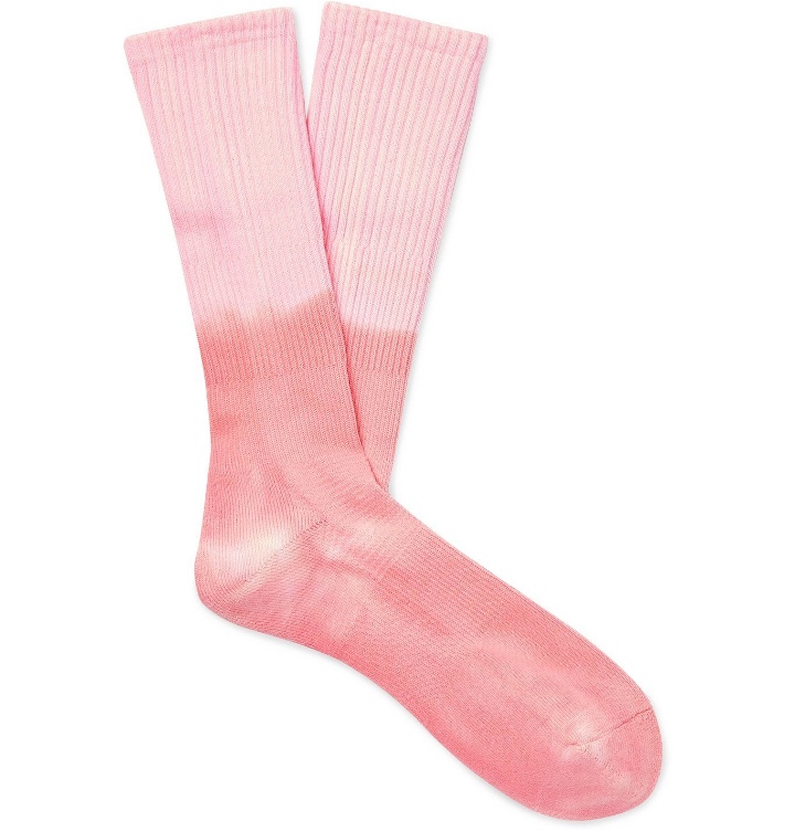 Photo: Mr P. - Tie-Dyed Cotton-Blend Socks - Pink