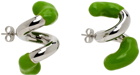 SUNNEI Silver & Green Rubberized Fusillo Earrings