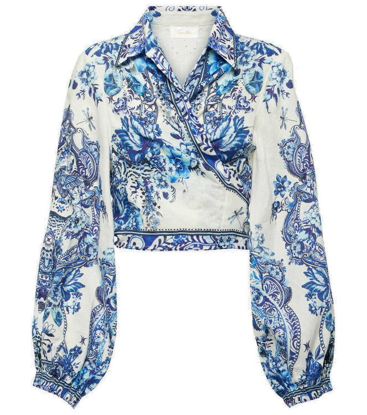 Photo: Camilla Floral cropped linen wrap top