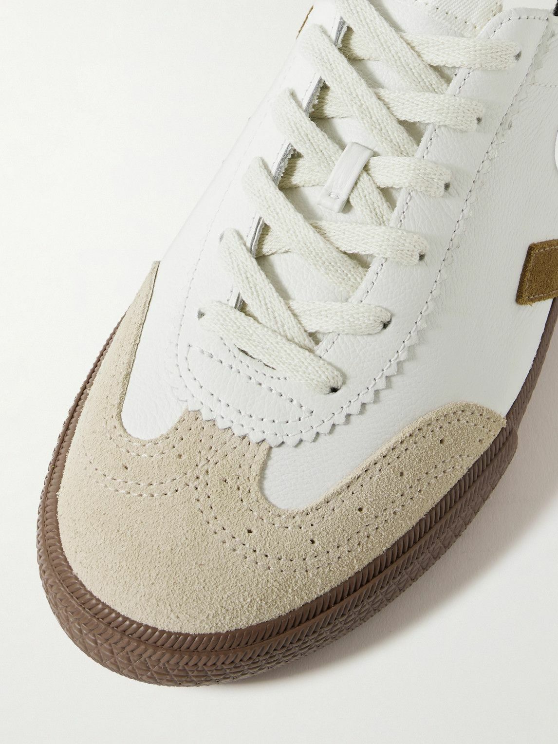 Veja - Volley Suede-Trimmed O.T. Leather Sneakers - White VEJA Veja - Volley Suede-Trimmed O.T. Leather Sneakers - White VEJA