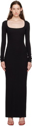 ÉTERNE Black Square Neck Maxi Dress