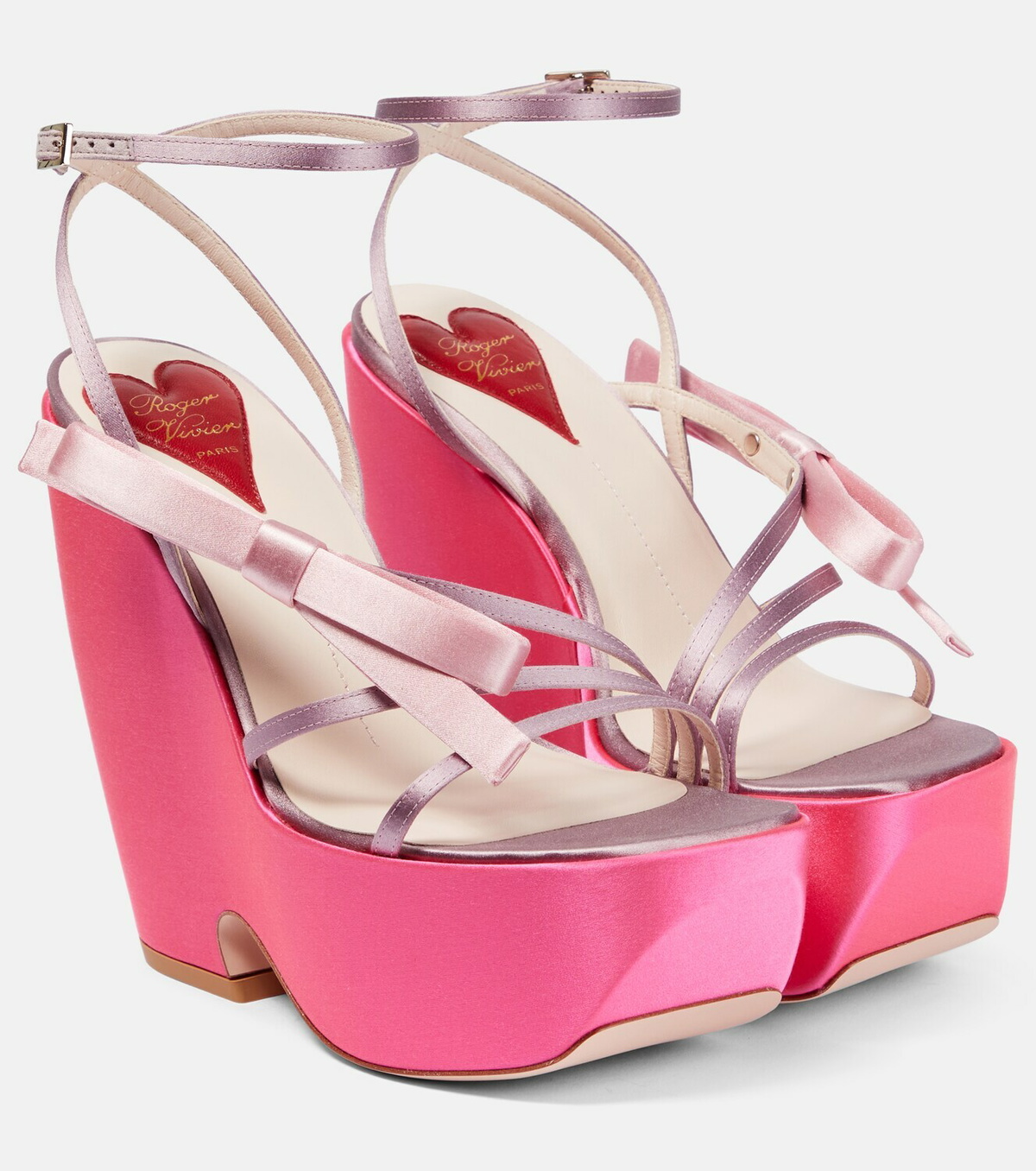 Roger Vivier★Tres Vivier クリスタル付 サテン ミュール PINK Très Vivier Strass Babies 45 leather pumps in pink - Roger