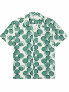 Mr P. - Camp-Collar Printed Cotton-Poplin Shirt - Green