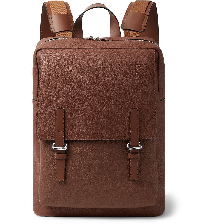 Photo: Loewe - Military Logo-Debossed Full-Grain Leather Backpack - Brown