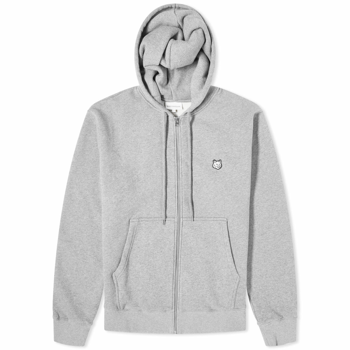 Maison Kitsuné Men's Tonal Fox Head Patch Comfort Zip Hoodie in Medium ...