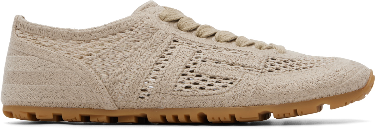 BALMAIN Beige Racer 45 Macramé Sneakers