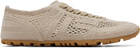 BALMAIN Beige Racer 45 Macramé Sneakers
