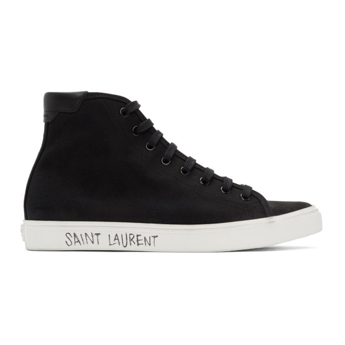 Photo: Saint Laurent Black Malibu Mid-Top Sneakers