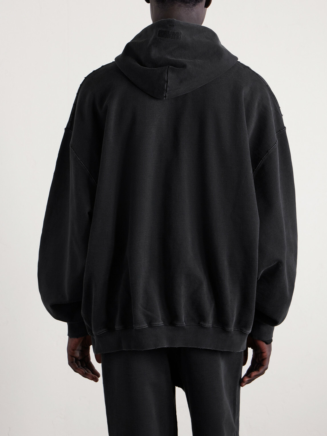 VETEMENTS - Logo-Embroidered Cotton-Jersey Zip-Up Hoodie - Black
