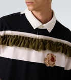 Simone Rocha Ruffled striped cotton polo shirt