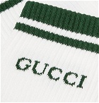 Gucci - Logo-Intarsia Ribbed Stretch Cotton-Blend Socks - White