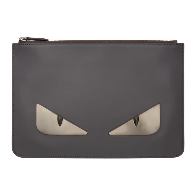 Photo: Fendi Grey Metal Bag Bugs Pouch