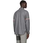 Thom Browne Grey Stripe Armband Snap Front Jacket