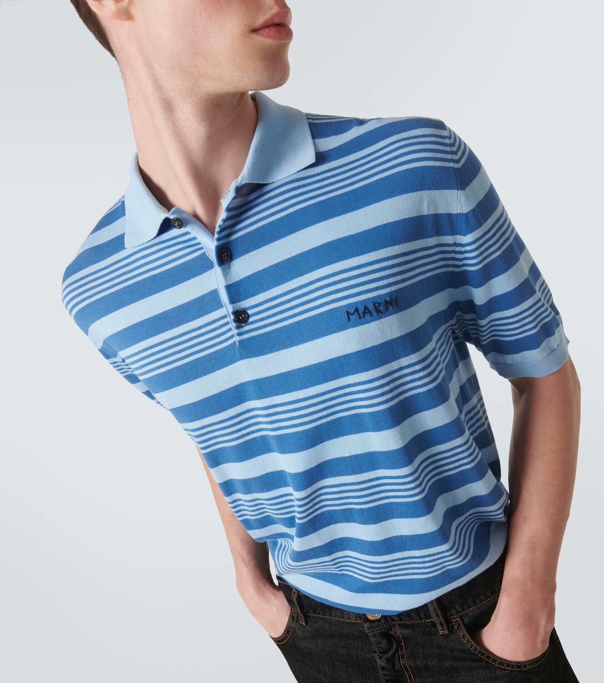 Marni Striped cotton polo shirt