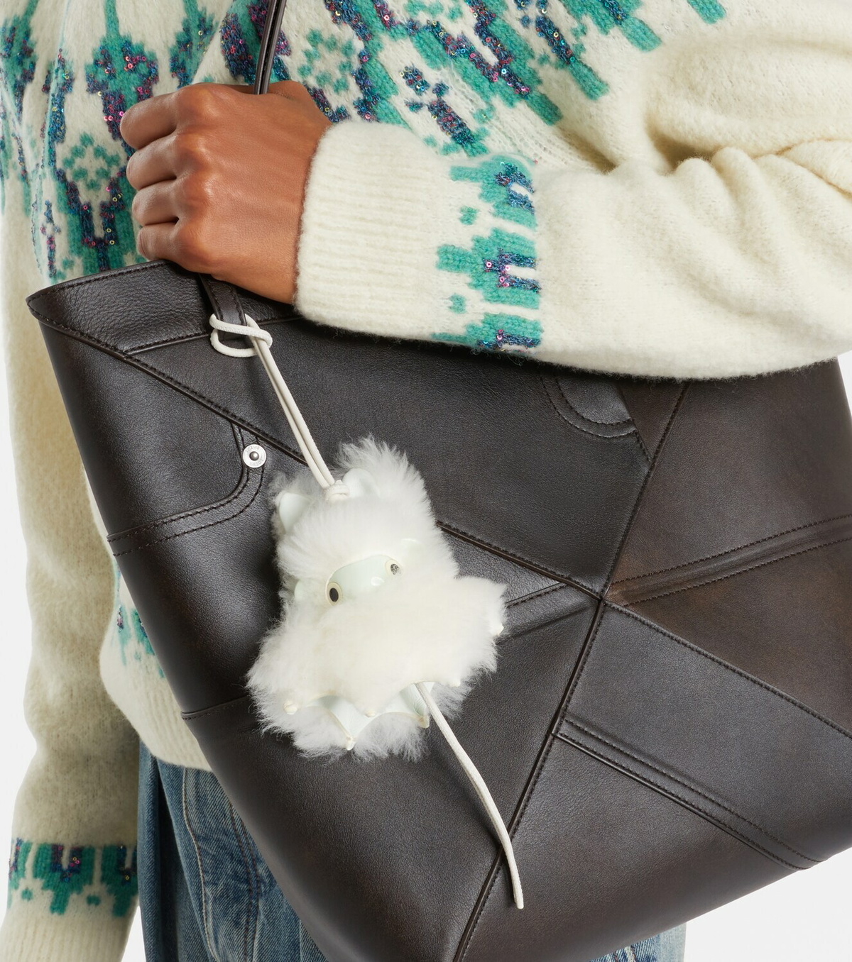Loewe Bunny shearling bag charm