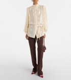 Valentino Belted silk jacquard shirt
