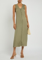 Day Birger ET Mikkelsen Dasha Fringe-trimmed Crepe Midi Dress Sage