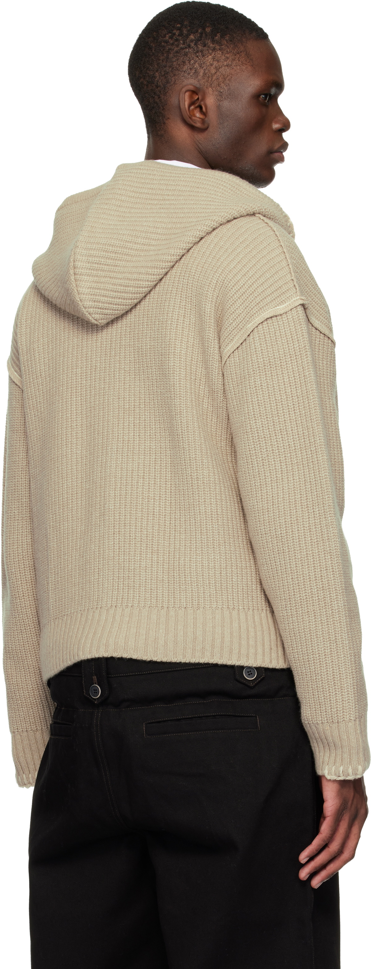 Andersson Bell Beige Heart Logo Zip-Up Hoodie