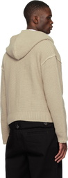 Andersson Bell Beige Heart Logo Zip-Up Hoodie