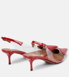 Alaïa Le Cœur leather and PVC slingback pumps