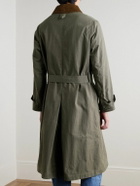 Drake's - HIM Rider's Belted Corduroy-Trimmed Cotton-Ripstop Coat - Brown