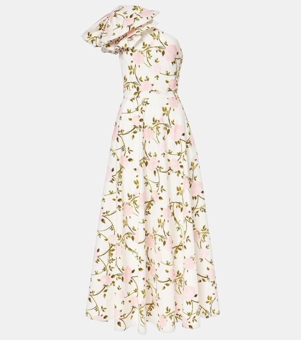 Giambattista Valli One-shoulder ruffled cotton cocktail dress