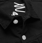 Balmain - Slim-Fit Logo-Embroidered Denim Jacket - Black