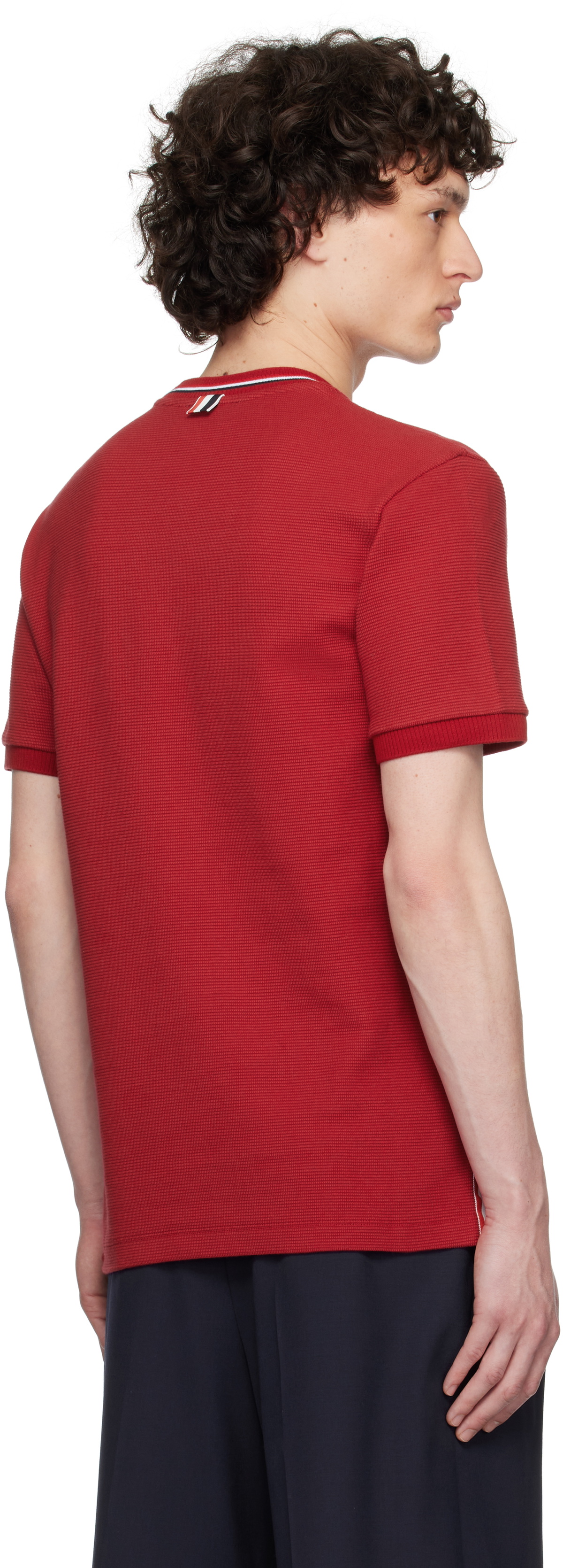 Thom Browne Burgundy Short Sleeve Rib Cuff T-shirt Thom Browne