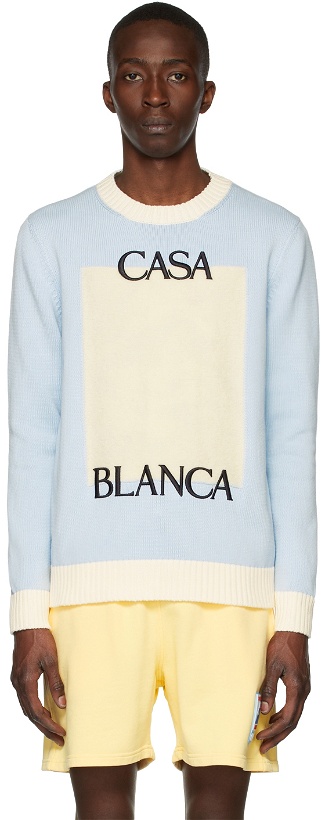 Photo: Casablanca Blue & Off-White Knit Logo Sweater