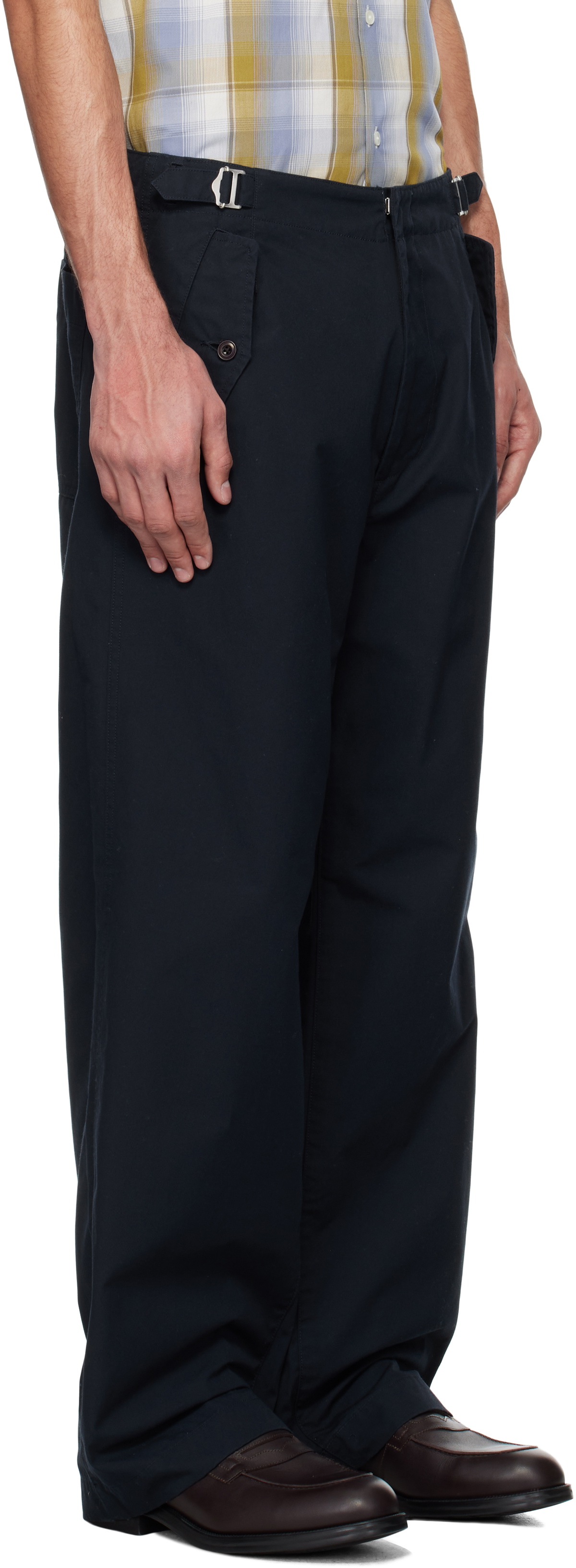 nanamica Navy Side Belt Wide Trousers Nanamica