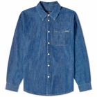 A.P.C. Women's Brodee Boyfriend Denim Shirt in Washed Indigo