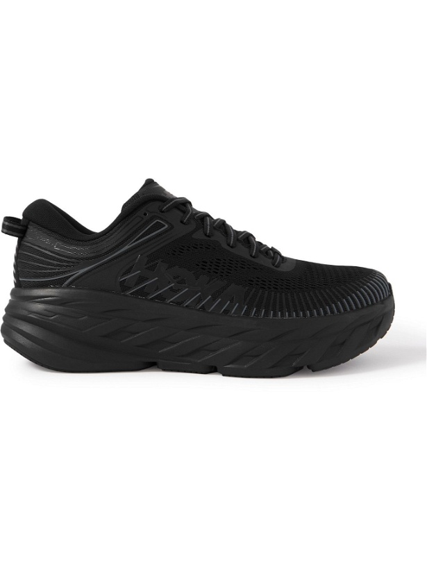 Photo: HOKA ONE ONE - Bondi 7 Rubber-Trimmed Mesh Running Sneakers - Black