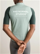 Pas Normal Studios - Mechanism Logo-Print Stretch-Shell and Mesh Cycling Gilet - Green