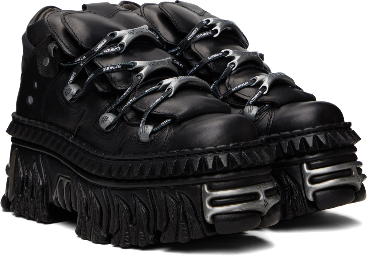 VETEMENTS Black New Rock Edition Fire Platform Sneakers