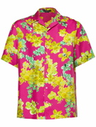 VERSACE - Orchid Print Silk Twill Shirt