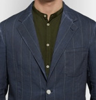 Massimo Alba - Storm-Blue Slim-Fit Unstructured Striped Linen and Cotton-Blend Blazer - Men - Storm blue