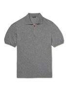 Kiton - Cotton Half-Zip Polo Shirt - Gray